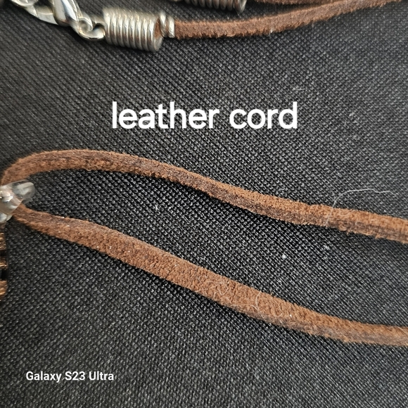 Glass Pendant with Leather Cord - Picture 4 of 5